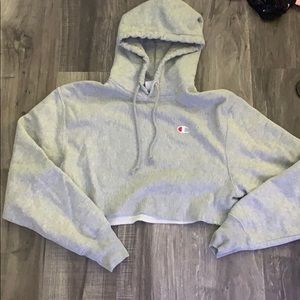 Grey Women’s Champion Cropped Hoodie